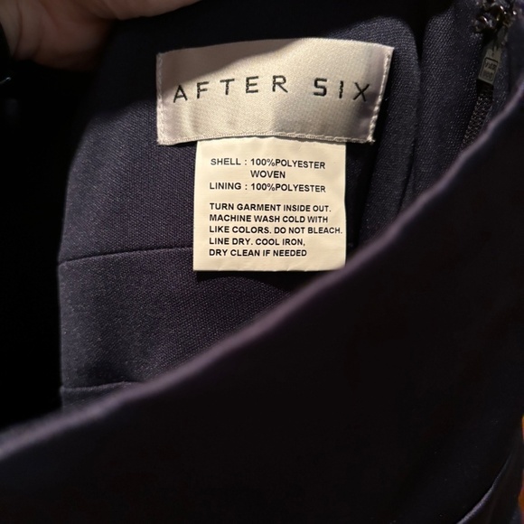 After Six High Neck Open Back Gown With Scarf Tie In Midnight Navy Size 22W NWT - Picture 5 of 6